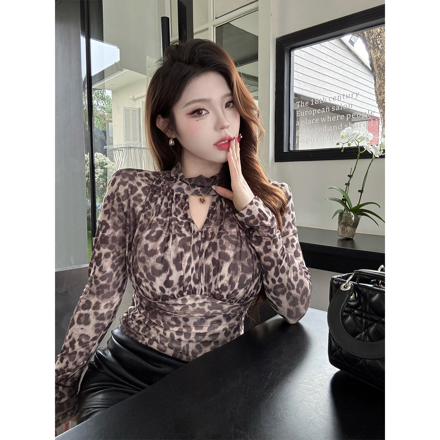 B-babes【热辣黑豹】轻熟风气质性感复古豹纹弹力修身衬衫上衣女,女装/女士精品,大码内搭,淘宝优惠券,粉丝福利购,淘宝优惠卷