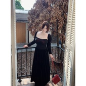 微胖显瘦礼服裙 网纱拼接丝绒连衣裙女高定款 babes 花颜悦色