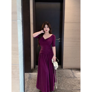 纯欲扭结设计收腰长裙修身 知性姐姐 显瘦气质连衣裙女 babes