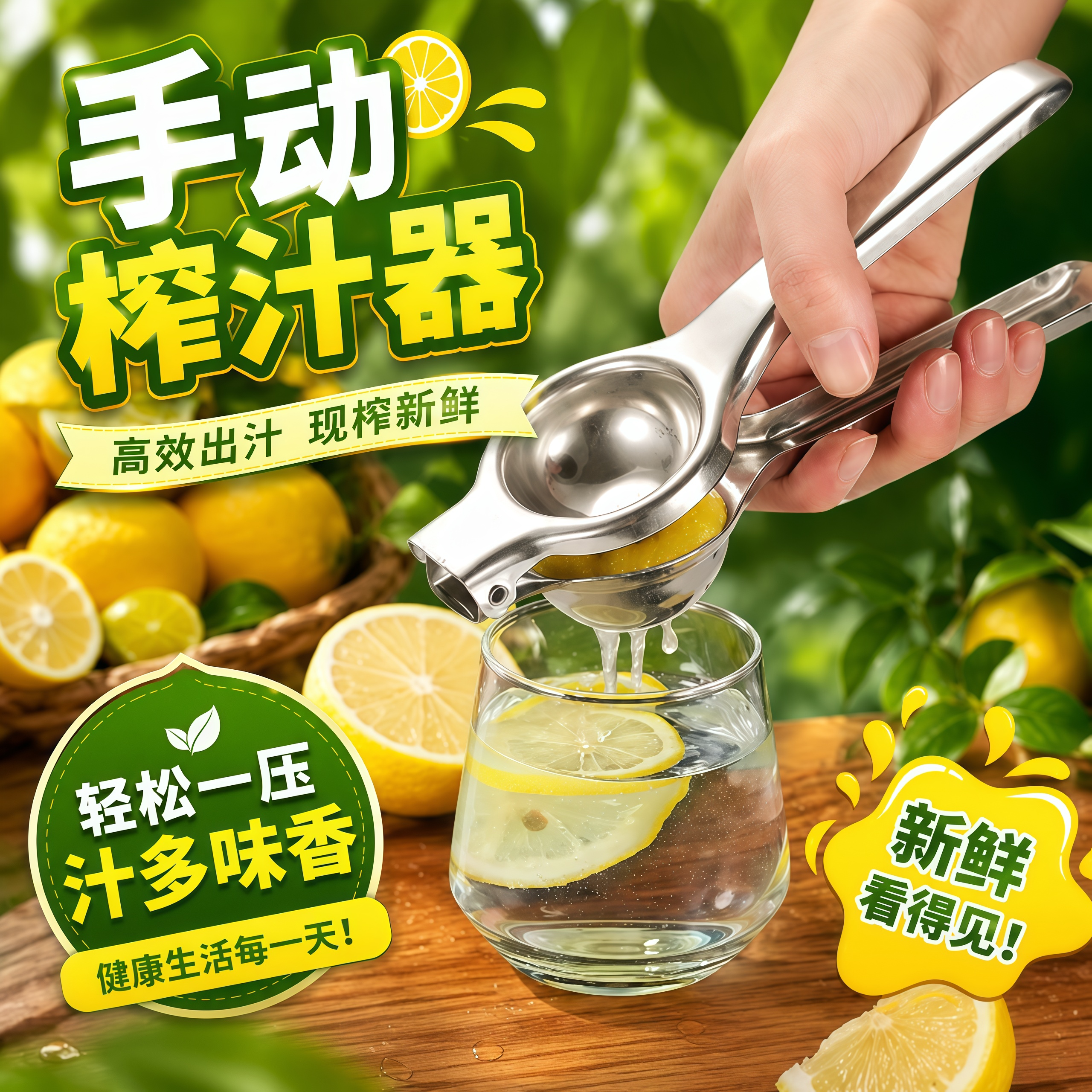 手动柠檬夹榨汁器家用压榨神器