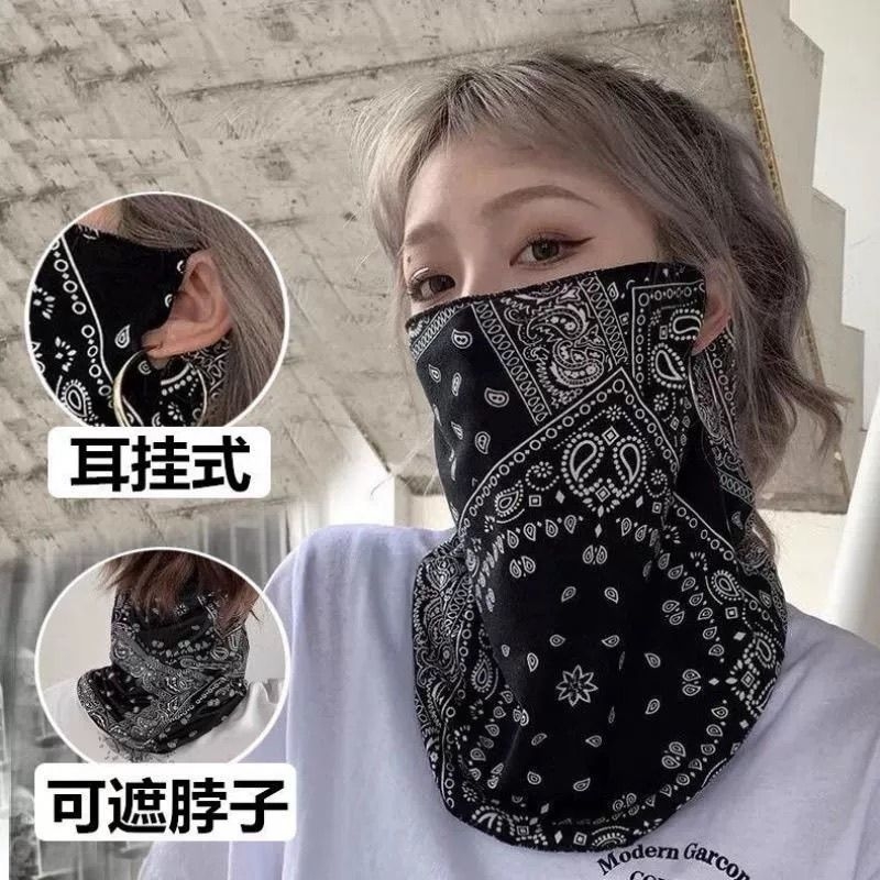 冰丝挂耳护颈围脖夏天遮阳脸罩