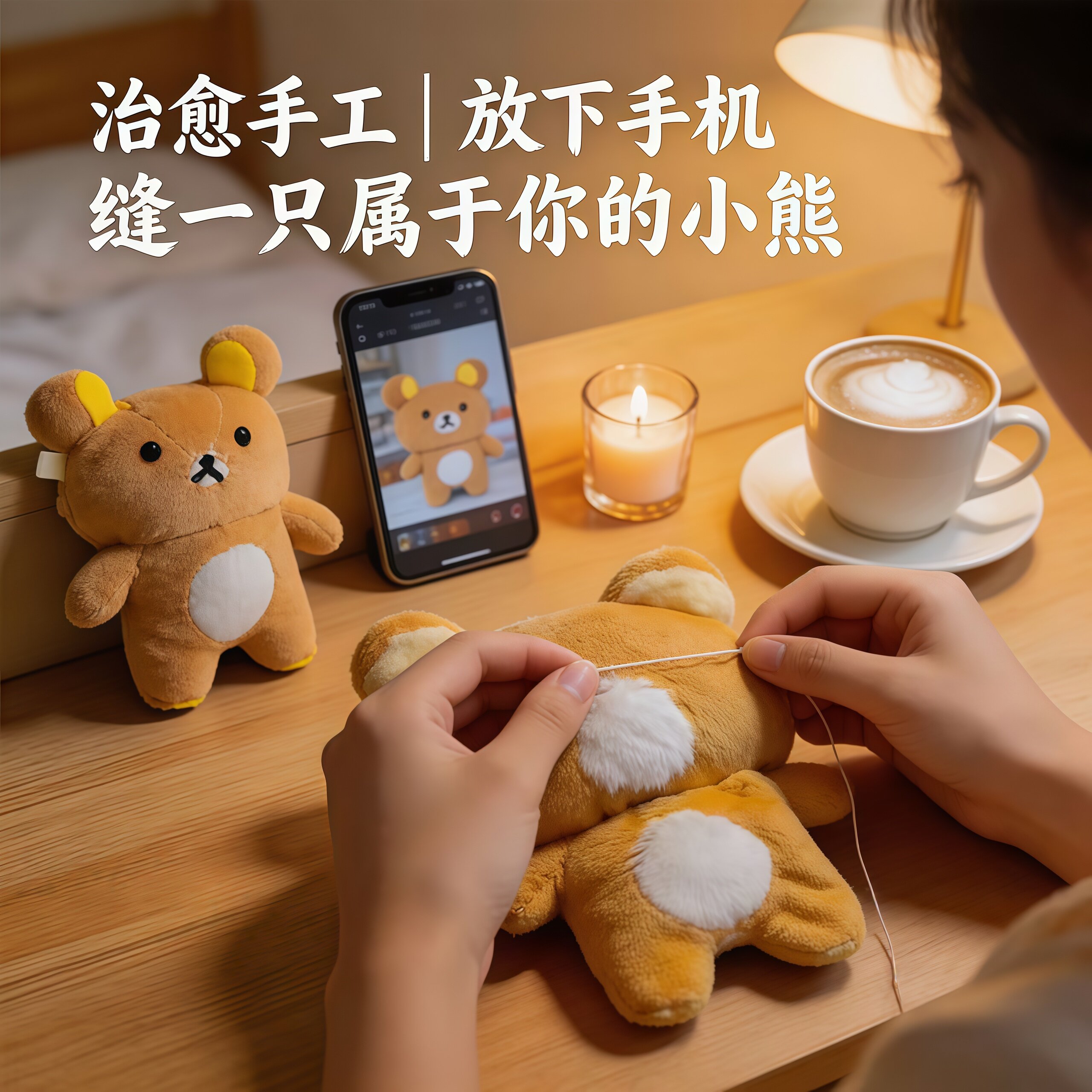 轻松熊毛绒挂件DIY材料包