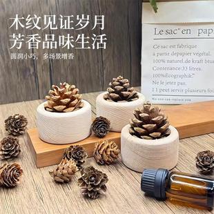 松果扩香木家用卧室扩香器风油精花露水无火香氛桌面摆件车载香薰