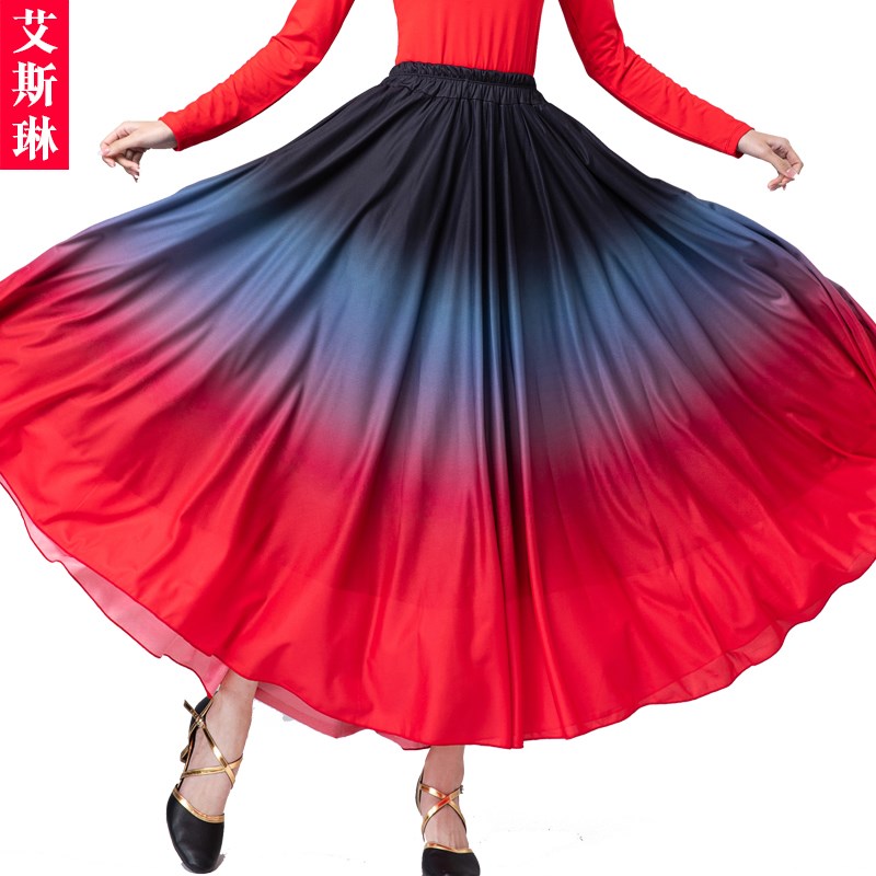 春夏季新舞如愿广场舞服装半w身裙大摆裙540度长裙子舞蹈演出服女