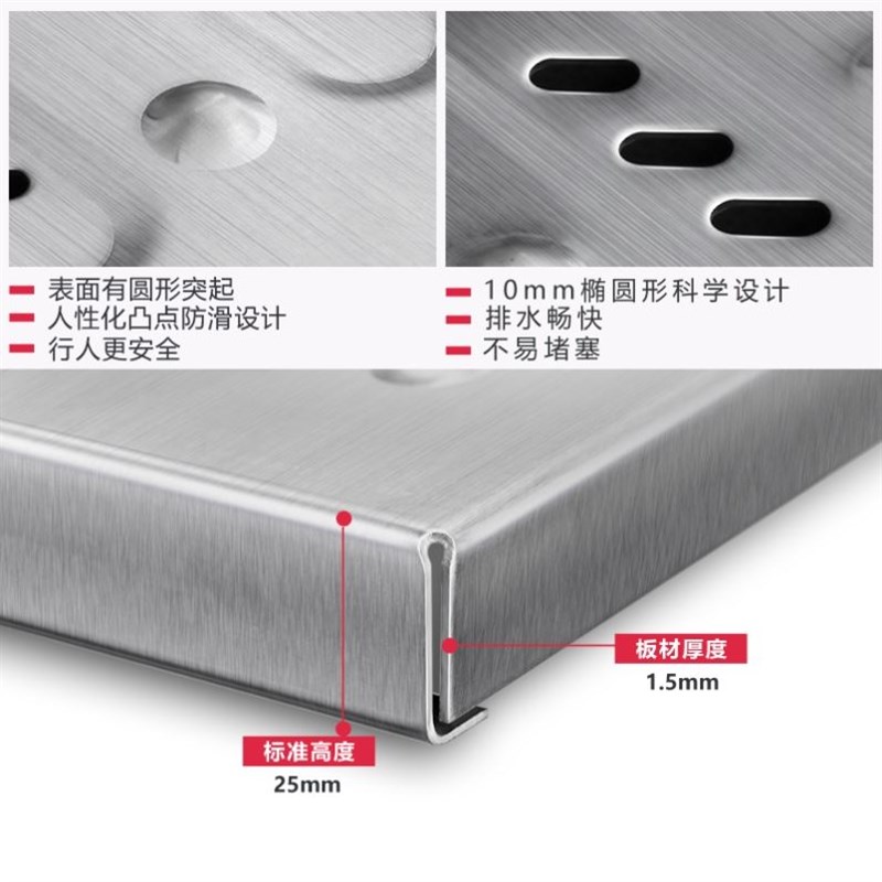饭店U型槽定制明沟排水沟不锈钢地沟盖板水槽防滑下水道沟槽成品
