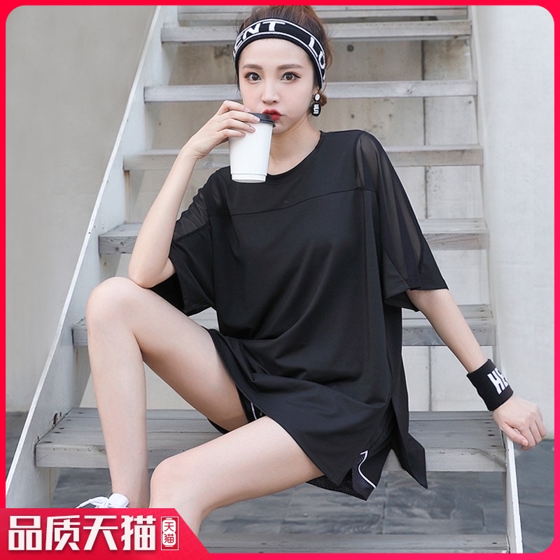 夏季薄款运动套装女式大码s胖mm宽松200斤纯色简约短款跑步健身服