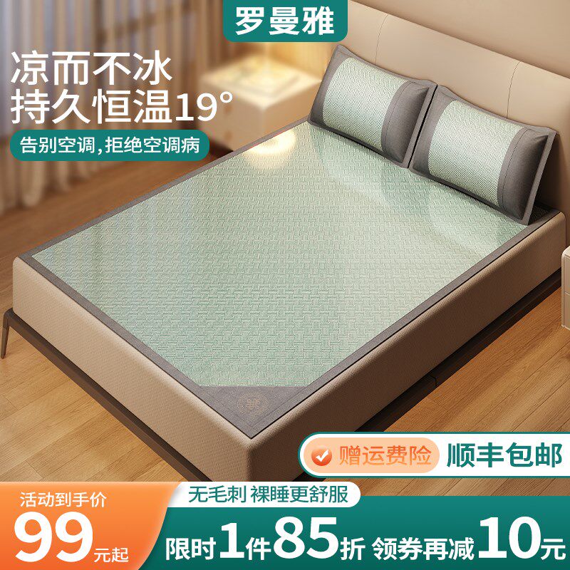 天然凉席冰丝凉席夏季2025新款C家用宿舍可折叠空调水洗冰藤席子