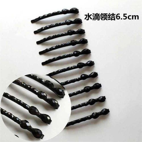 中年女发夹 妈妈镶钻黑子一字饰刘海小卡子弧形顶边黑色卡头