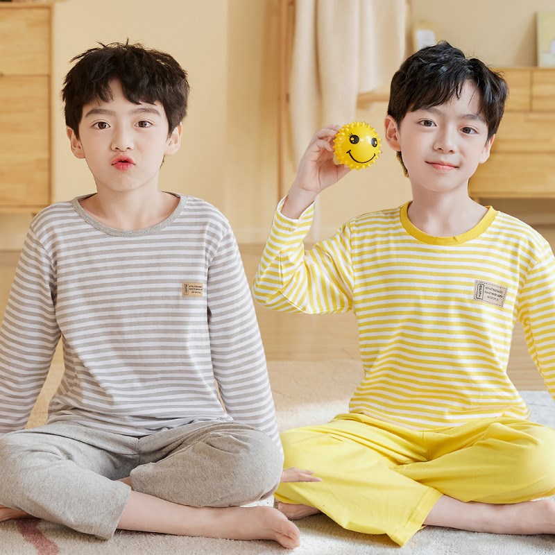 男童睡衣纯棉a类家居p服春秋童装儿童套装全棉中小童长袖两件套潮