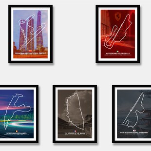 F1赛车场有框画上海赛车场画勒芒赛道巴林赛N道画赛车挂画墙画壁