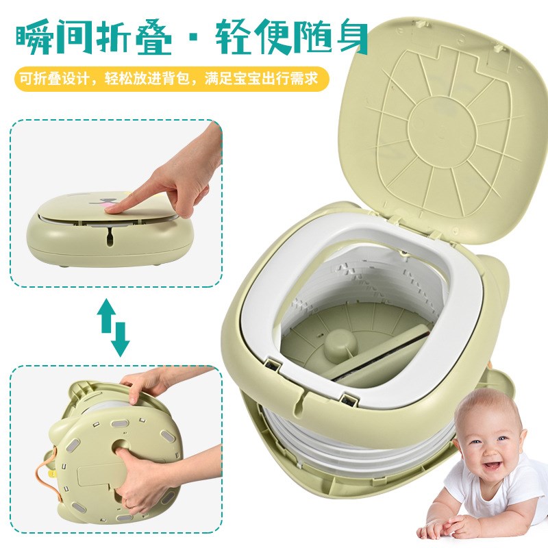 新款可折叠儿童坐便器旋转按压式垃圾桶户L外车内便携式小孩马桶