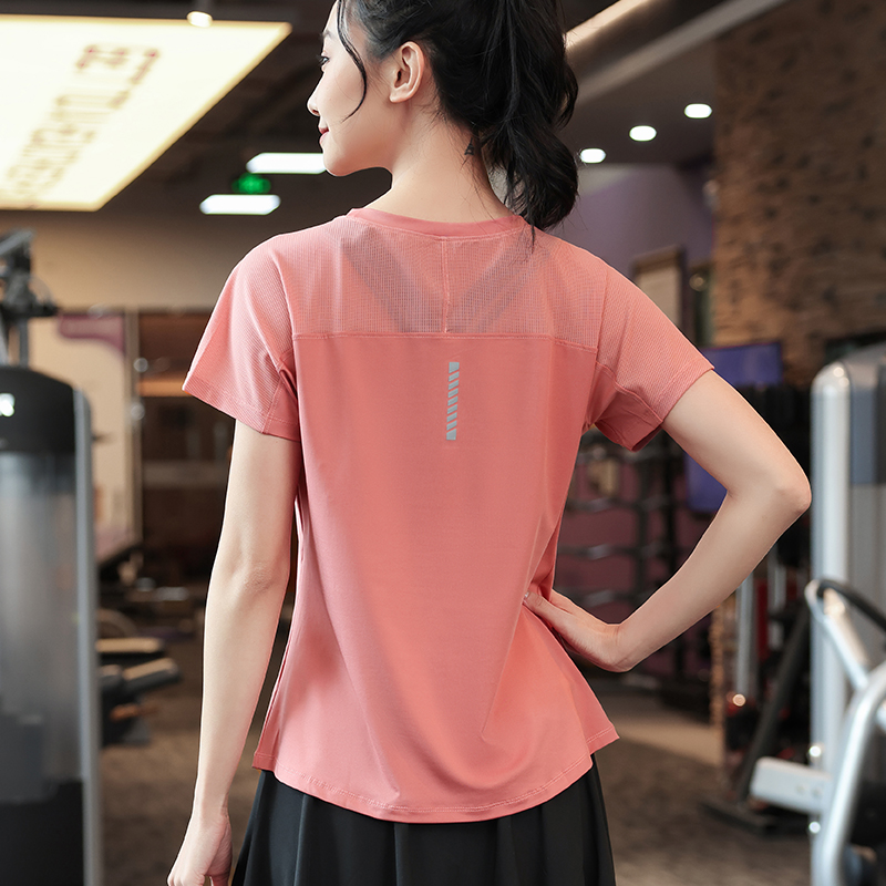 健身房大码运动套装女宽松瑜伽夏天户F外速干上衣胖mm跑步休闲T恤