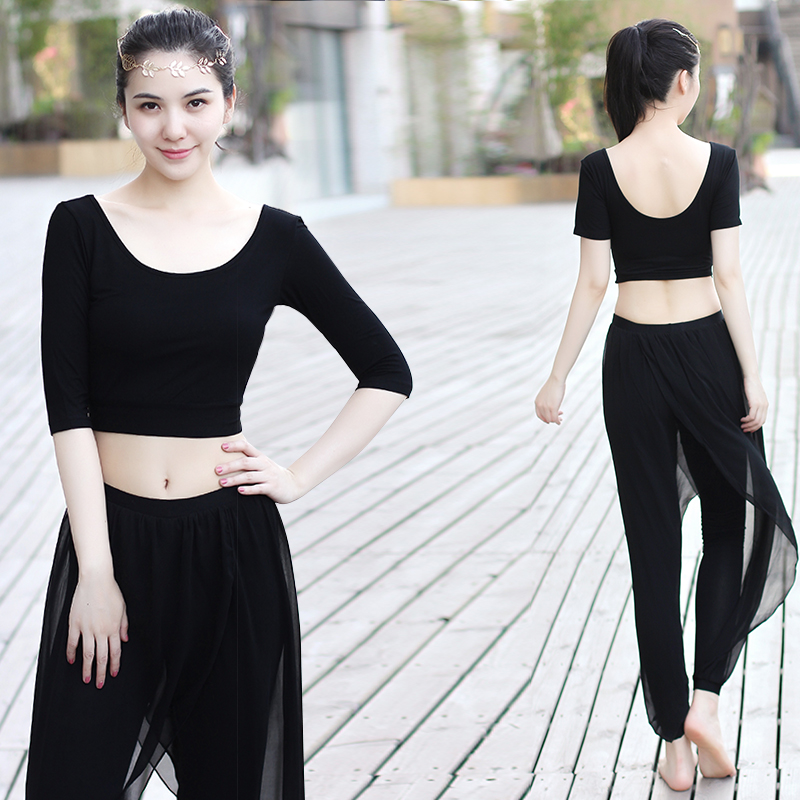 菩媞舞韵瑜伽服女l上衣白色演出服棉网红健身房短袖肚皮舞蹈服