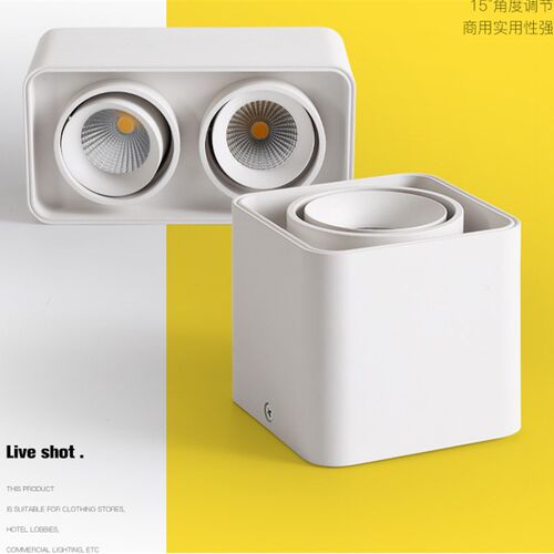 北欧射灯led天花灯明装吸顶式客厅店铺背景墙聚光双头斗胆黑色