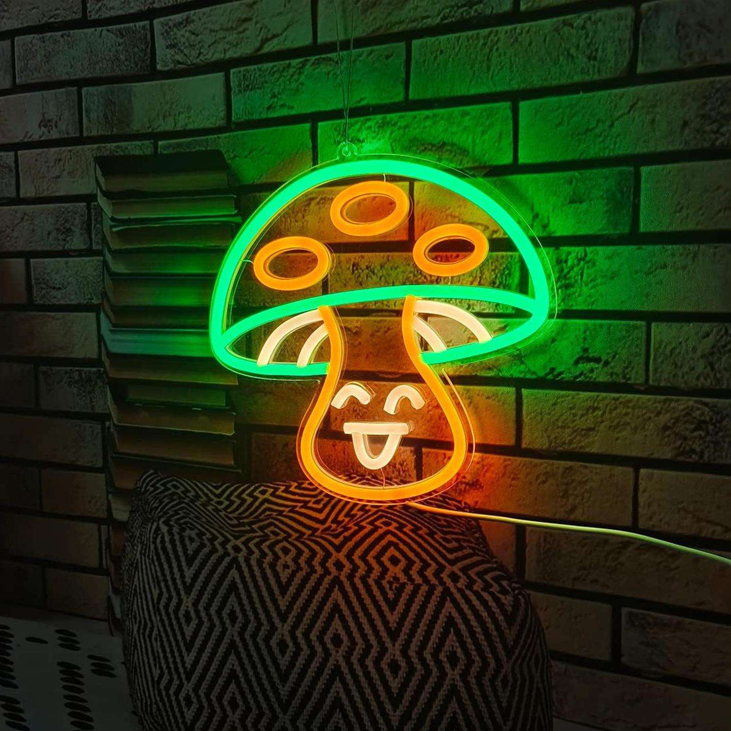 亚马境逊外贸跨led可蘑菇发CQA光e字母灯造型l爱d霓虹灯牌亚克力