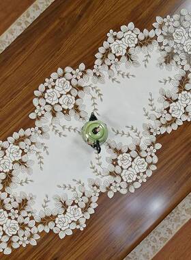 中式欧式布艺绣花桌茶几巾桌布旗垫镂FS755984巾空桌盖餐垫餐桌实