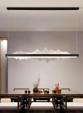 新中式餐厅吊意灯轻奢约吧42677简灯设师禅书房创意计长条装饰茶