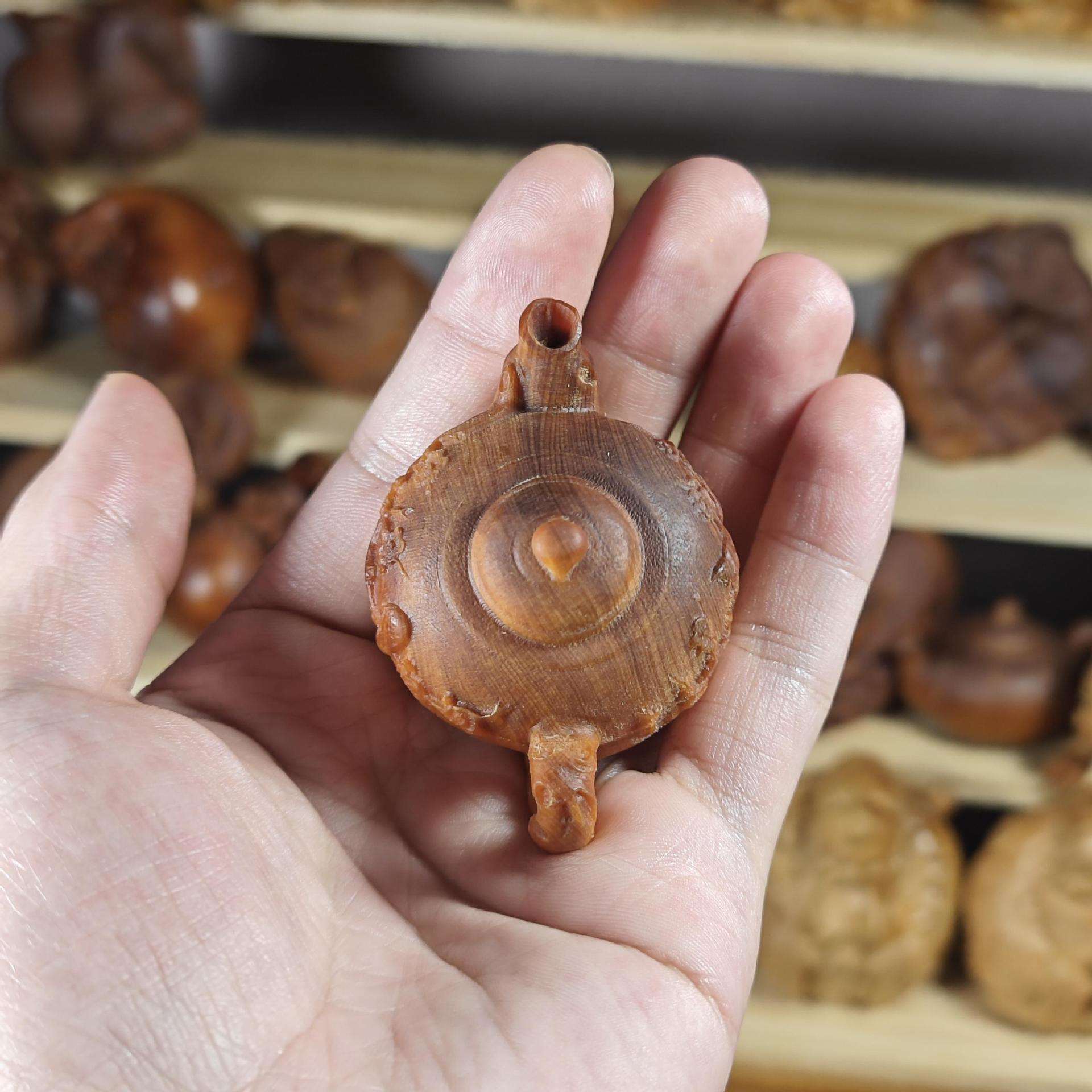 010行崖柏木壶雕手把件太把把壶高油陈料化喜上眉梢壶茶实木工艺