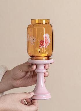 饰高硼硅玻璃明清烛中式意氛围灯家用台落地ZH86121蜡禅烛灯装摆