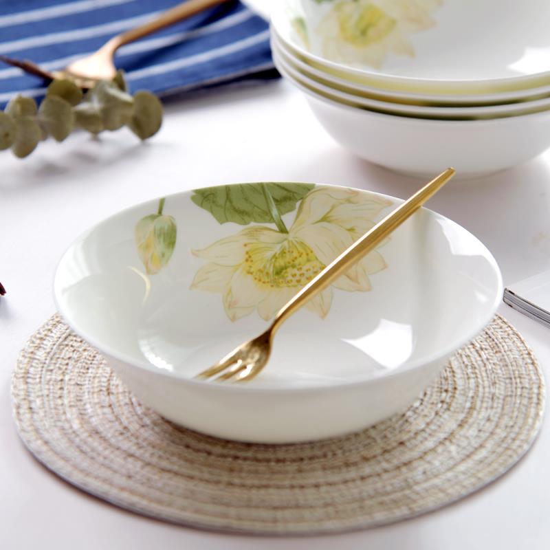 骨瓷斗汤碗拉碗碗米饭碗10个沙装盛菜碗面碗汤粉碗可微波陶瓷F759