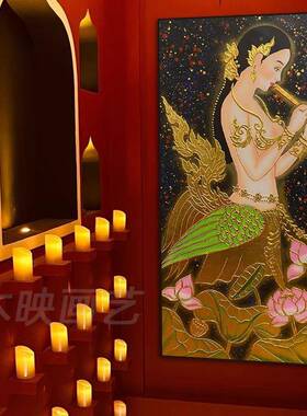 东南装店饰画泰式按摩店洗浴挂spa足疗馆亚XJH画玄关泰国风情壁画