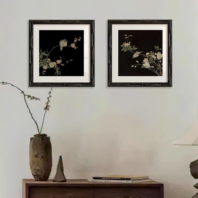 禅意花客厅厅小幅组合装饰画中古鸟风餐饭厅C257挂画风中式国艺术