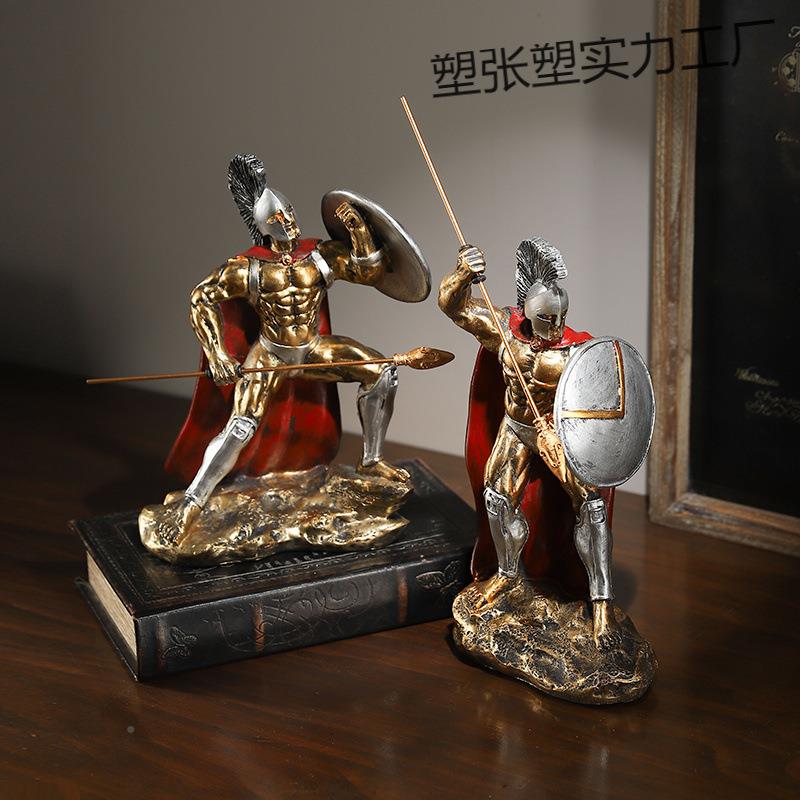 欧式客摆厅塑张塑#6大件高端气上档次斯巴达工艺品酒柜公办室装饰