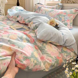 025新款纯棉床上四2件套园田花全棉床单被套CJG三件套床品四季通
