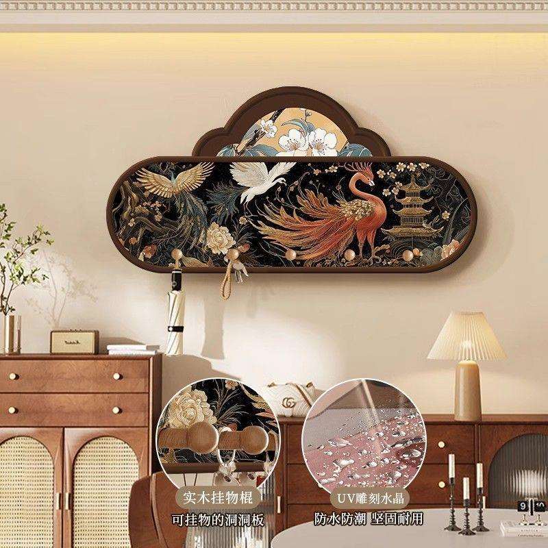 中收古洞洞板纳衣架一体门挂后挂钩玄EEM关装饰画客厅法式复古风