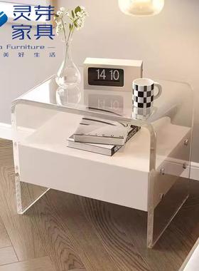 室悬浮克力头柜卧28760网红奶油风极简柜现代简易创意床透明床亚