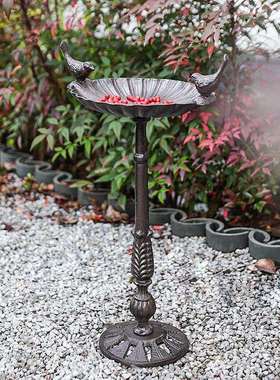 GDG美式复古高铸铁花脚盆喂鸟器鸟食盆摆件别墅园庭院阳台花装饰