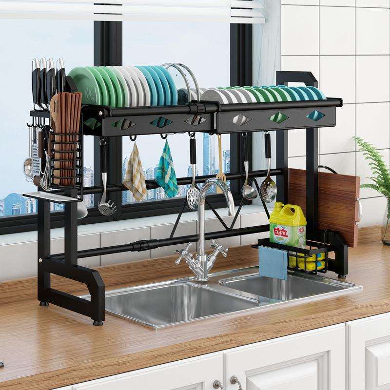 厨房物架可伸水槽沥水架台置面水缩池晾碗SS001碟收筷笼多功能家