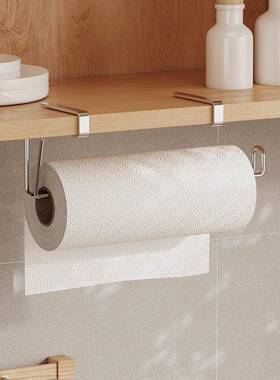 ?304不钢厨房纸架卷挂式悬挂架免打孔纸巾置物XLS架保鲜膜收纳锈