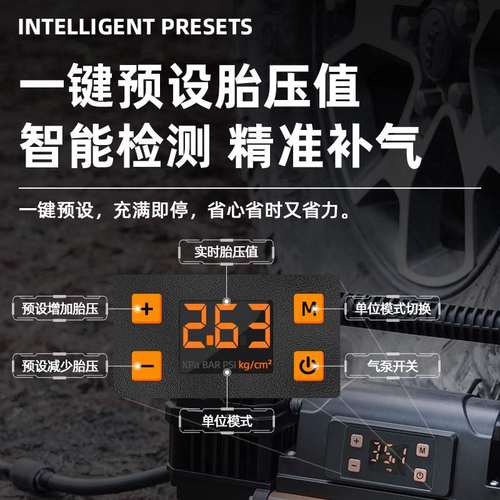 ALL-TOP越野车载充气泵双60缸大功率智能预设胎压数显汽车打气泵