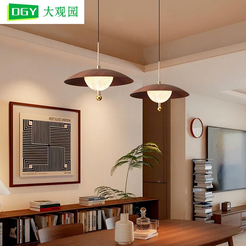 餐厅吊灯中133古风法式胡木新款纹智降能触摸感应灯吧台升灯具6桃