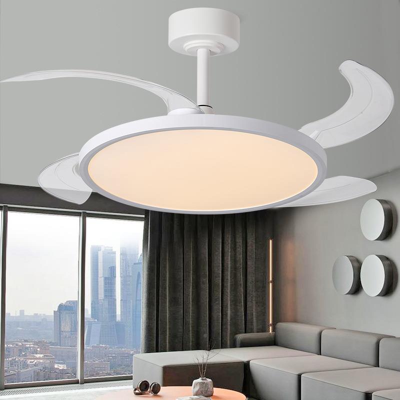 形复古餐厅风扇灯胡桃木纹超薄104静音客电厅扇扇一体灯主卧室隐