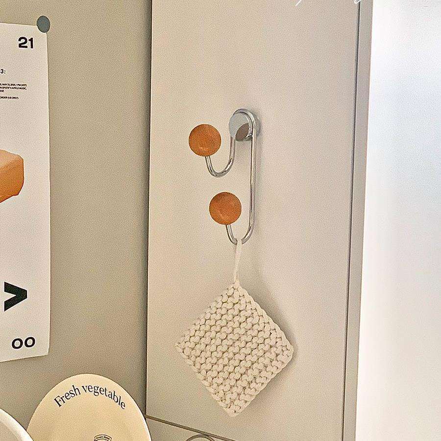 意复古磁吸挂钩简约吸家打用免孔磁铁木球挂钩创F97H68J9冰箱磁贴