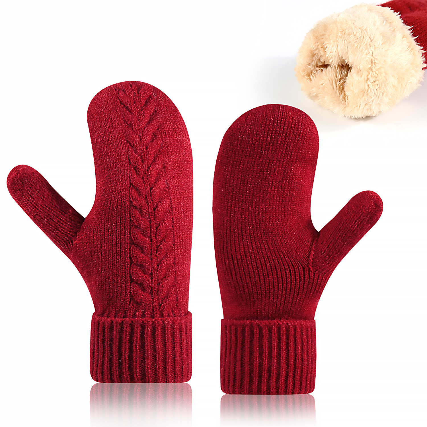 25年冬季新款针织手套双层加绒加厚保暖防寒防风包套手套连指手套