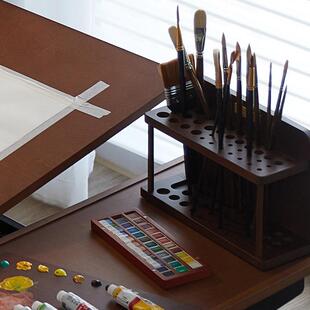 笔架意式古典专业桌面大号实木收纳画笔毛笔架子美术生专用绘画工