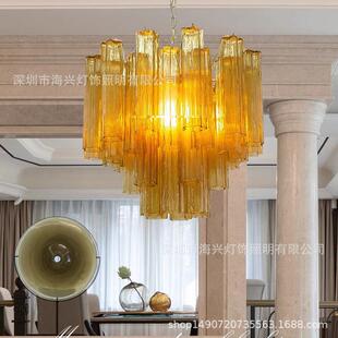 法式客厅灯复古别墅卧室灯大厅中古新款美式餐厅灯穆拉诺玻璃吊灯