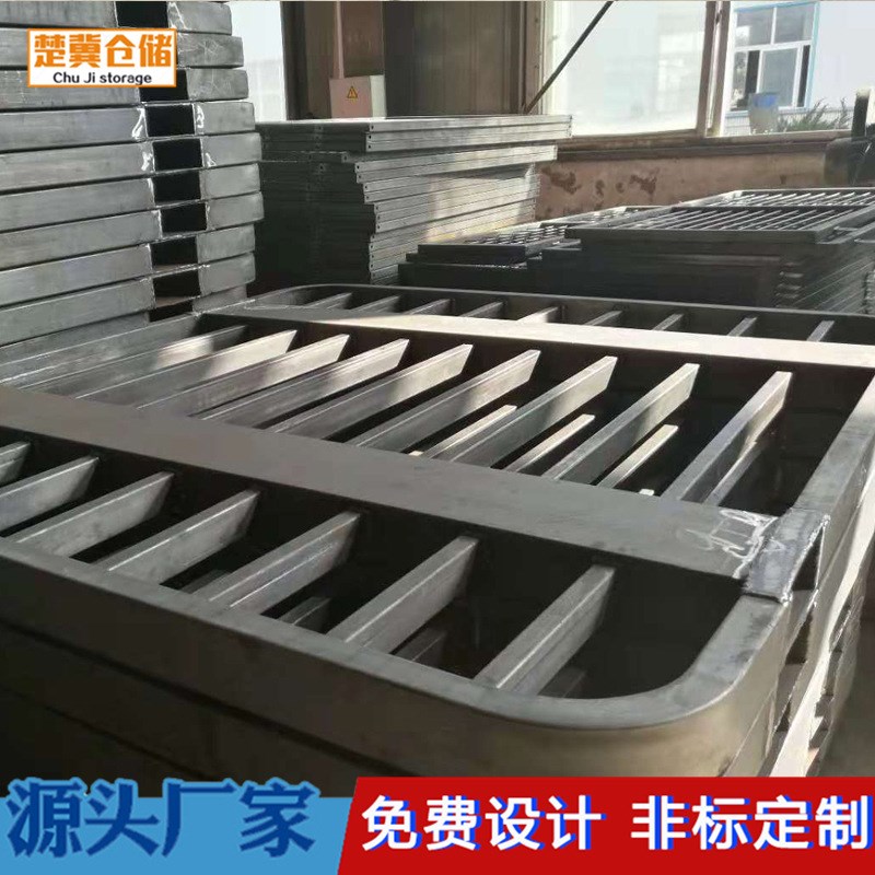 钢制双面圆角托盘 饲料面粉承载强4吨2吨用铁托盘 堆垛圆角钢托盘