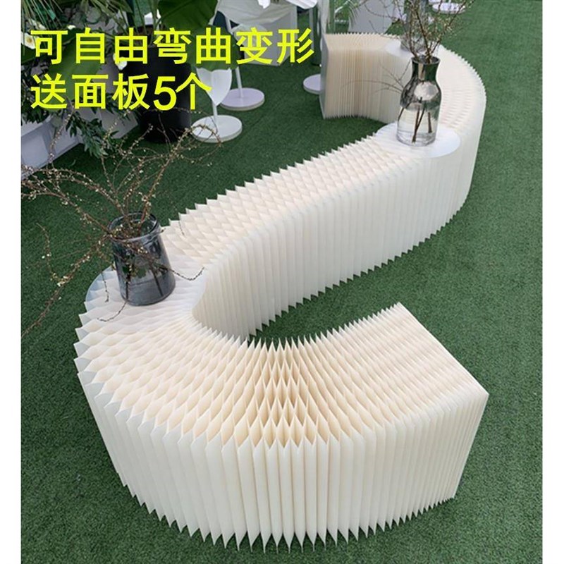 新款婚庆道具瓦楞纸折纸甜品台自由弯曲展示台蛋糕陈列架橱窗装饰