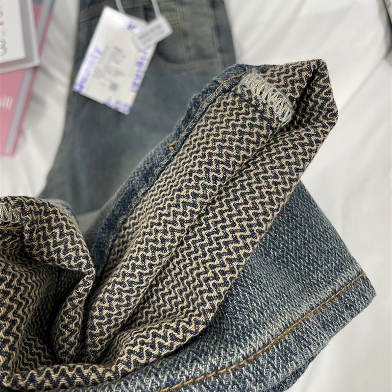 300斤特大码胖mm星空纹编织阔腿牛仔裤女小众设计感高腰直筒裤子2