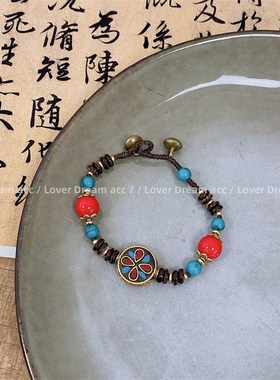 新中式复古藏珠手链小众高级感手工串珠天然石国风手绳民族风手饰