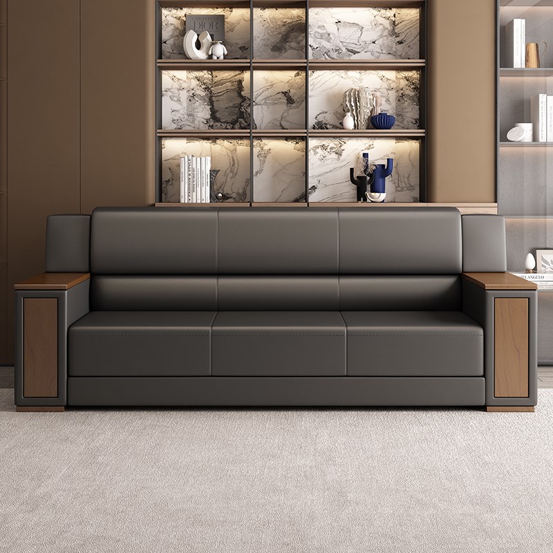 办公沙发商务简约新中式三人位会客厅贵宾接待室办公沙发茶几组合