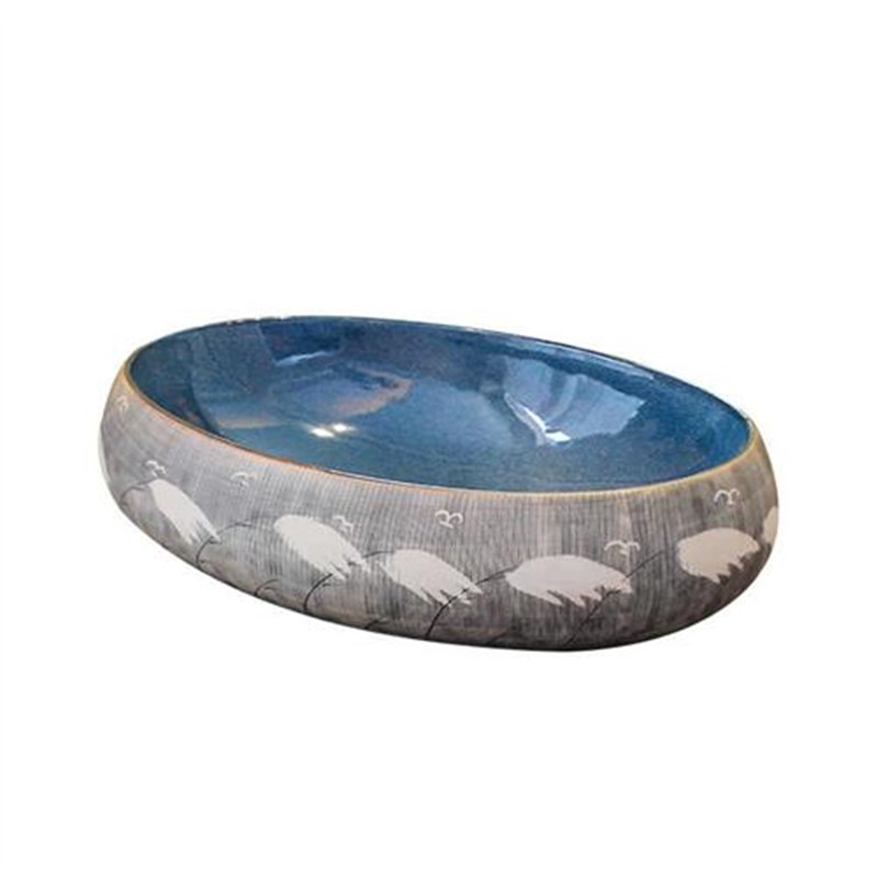 欧式艺术台上盆洗手盆陶瓷阳台卫C生间洗脸盆椭圆形家用洗漱台面