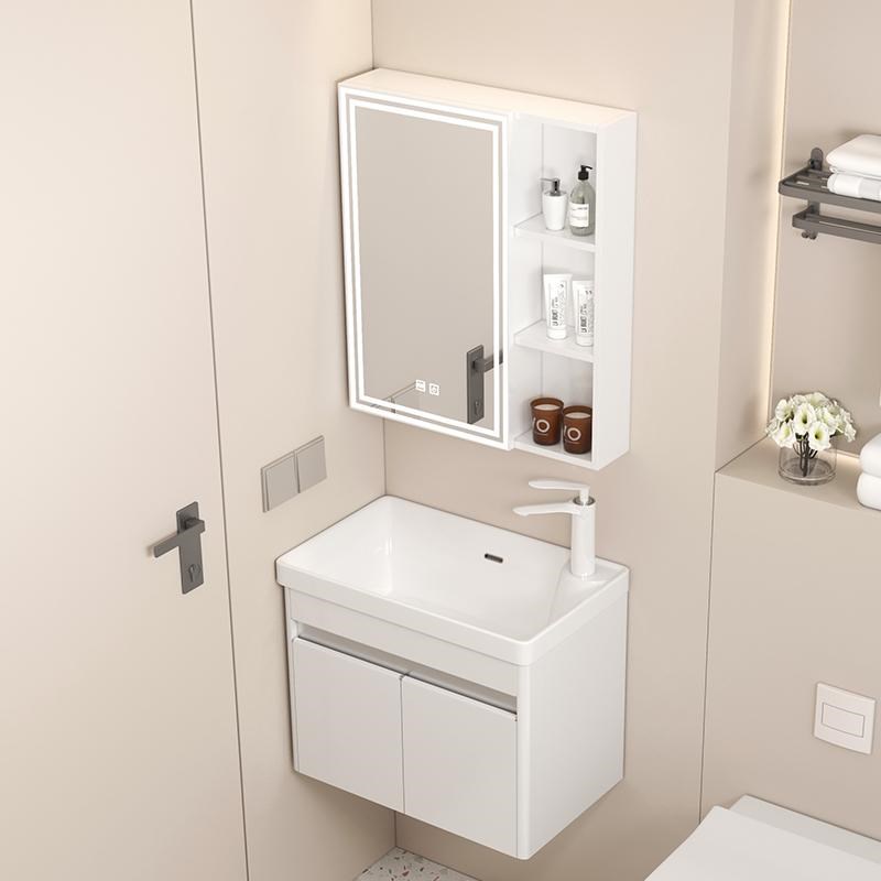 轻奢小户型蜂窝铝浴室柜一体洗手盆组合洗漱洗脸盆白色洗漱台防潮