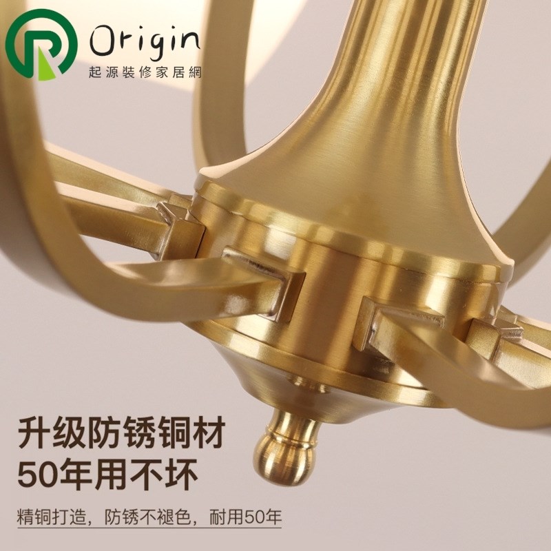 客厅吊灯美式轻奢复古卧室餐厅主灯现代简约O欧式大厅全铜主卧灯