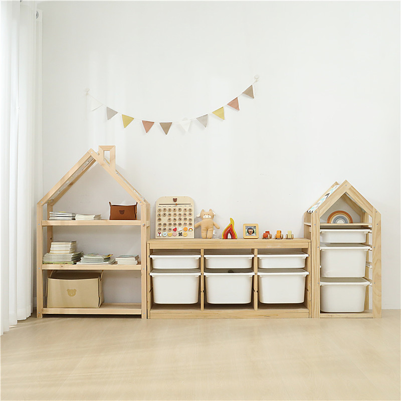 实木收纳柜儿童房组合置物架幼儿园整理柜宝宝大容量玩具收纳层架