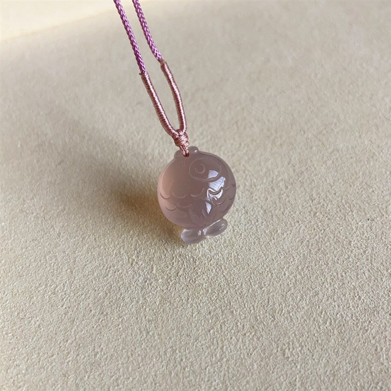 【河豚】天然正品灰紫色玉髓河豚吊坠 萌萌哒河豚鱼儿项链